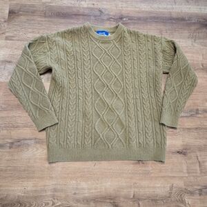 Aelfric Eden Tan Mustard Color Cable Knit Crewneck Sweater Large